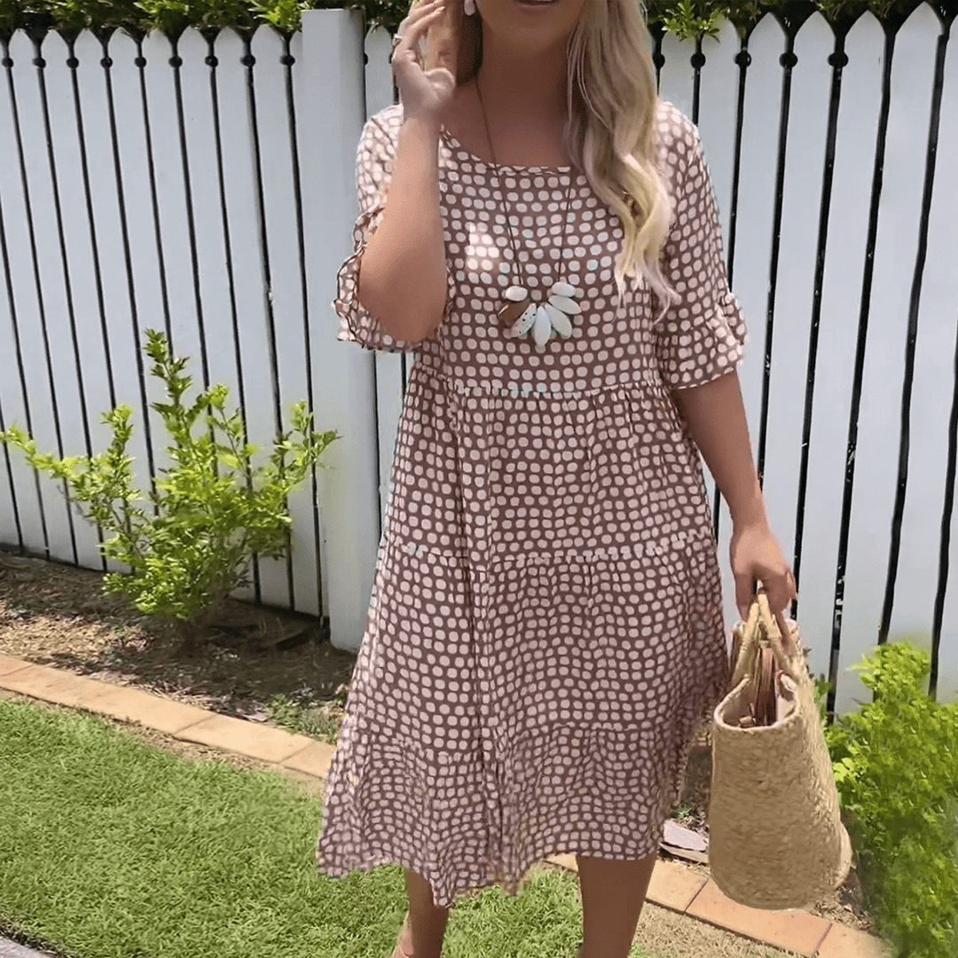 Zora | Sand Short-Sleeve Midi Dress