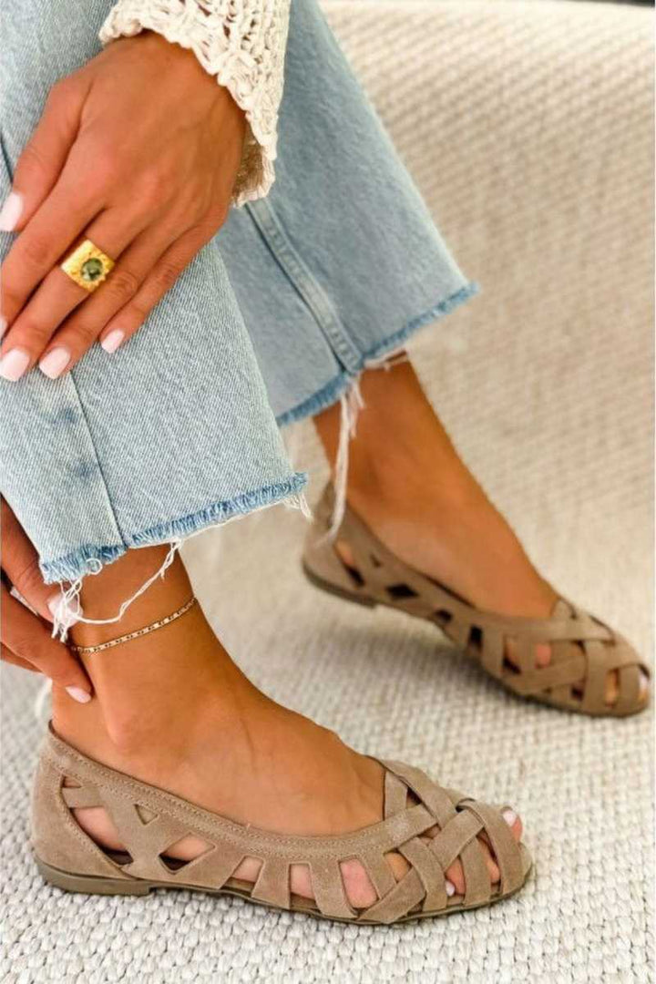 Caterina | Colourful Woven Sandals in Beige