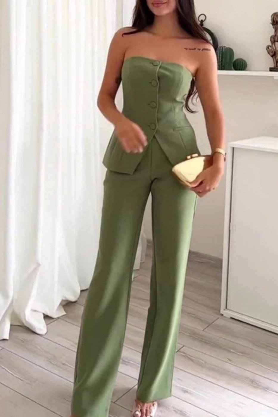 Bria | Sleeveless Buttoned Two-Piece Set