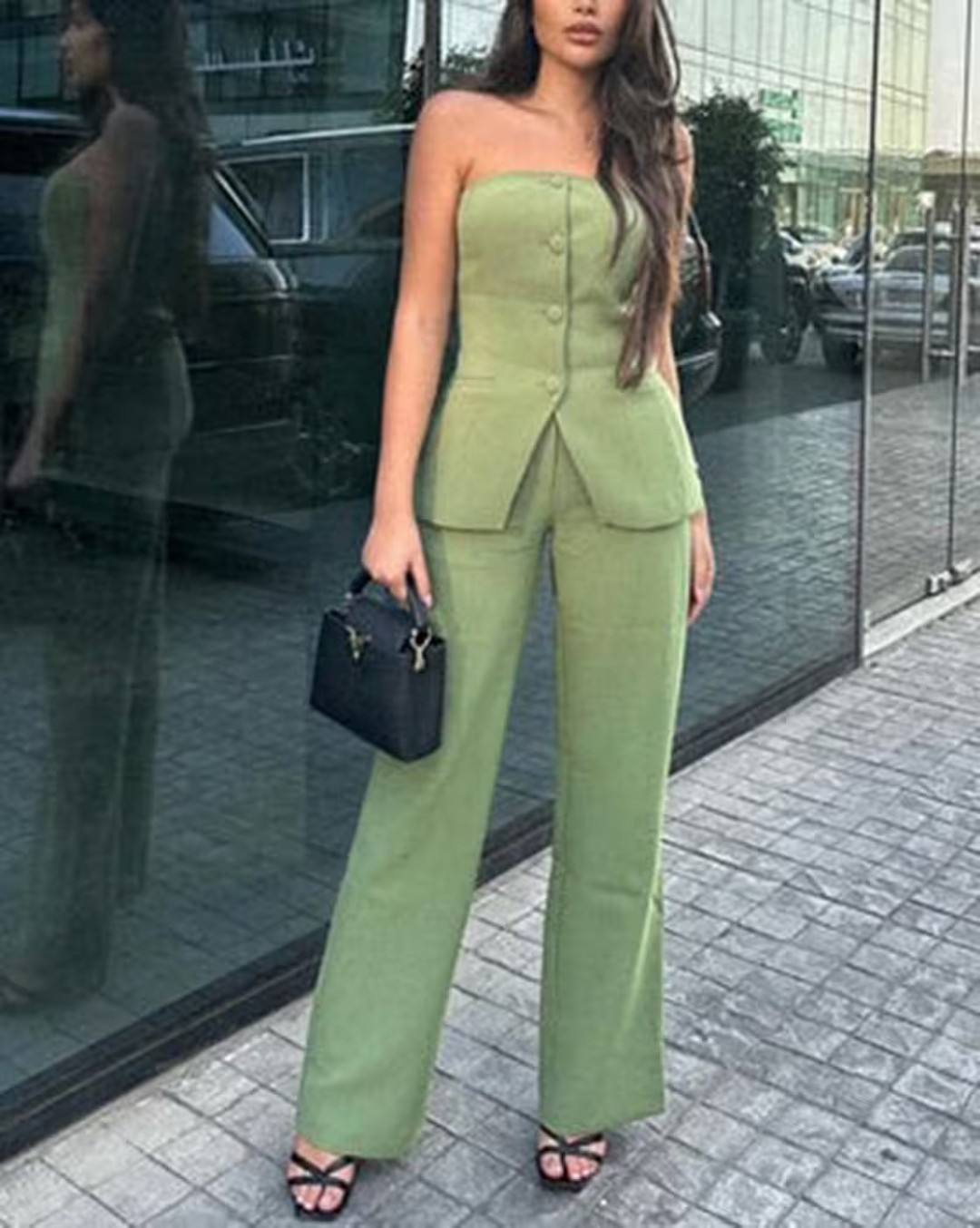 Bria | Sleeveless Buttoned Two-Piece Set