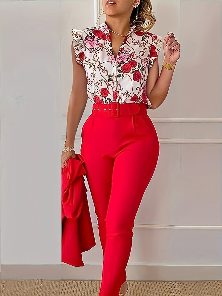 Florabel | Elegant Frill-Sleeve Set