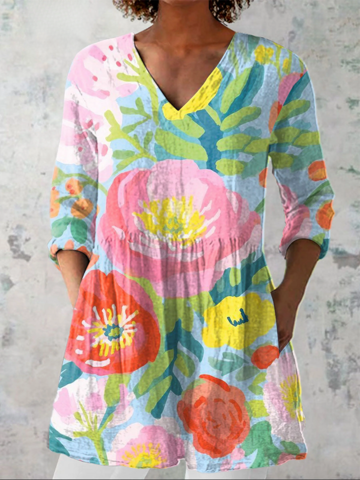 Ayra | Long Blouse with a Bold Print