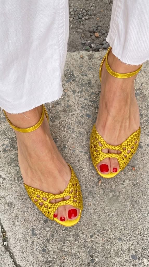 Isadora | Woven Metallic Sandals in Gold