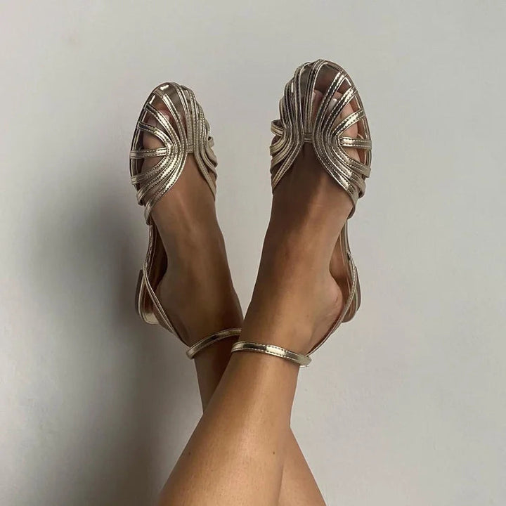 Vittoria | Embellished Metallic Sandals in Silver