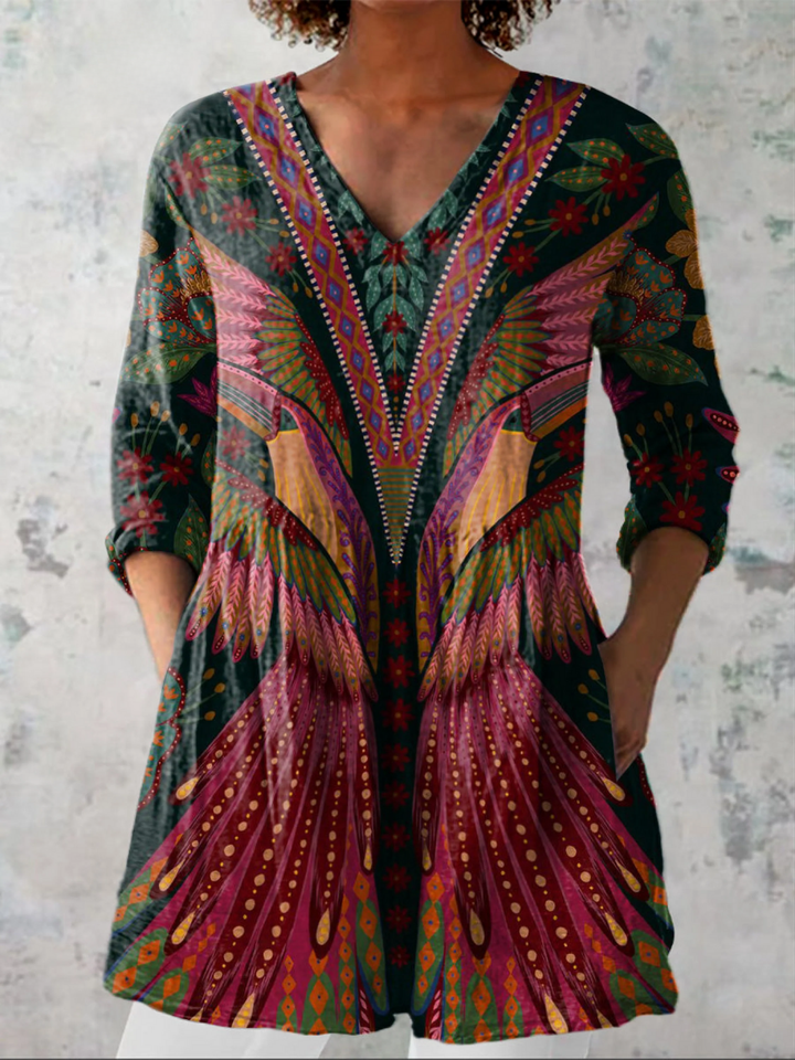 Mila | Long Blouse with a Bold Print