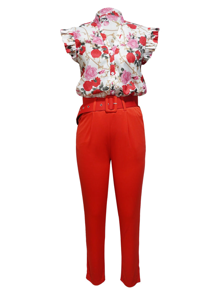 Florabel | Elegant Frill-Sleeve Set