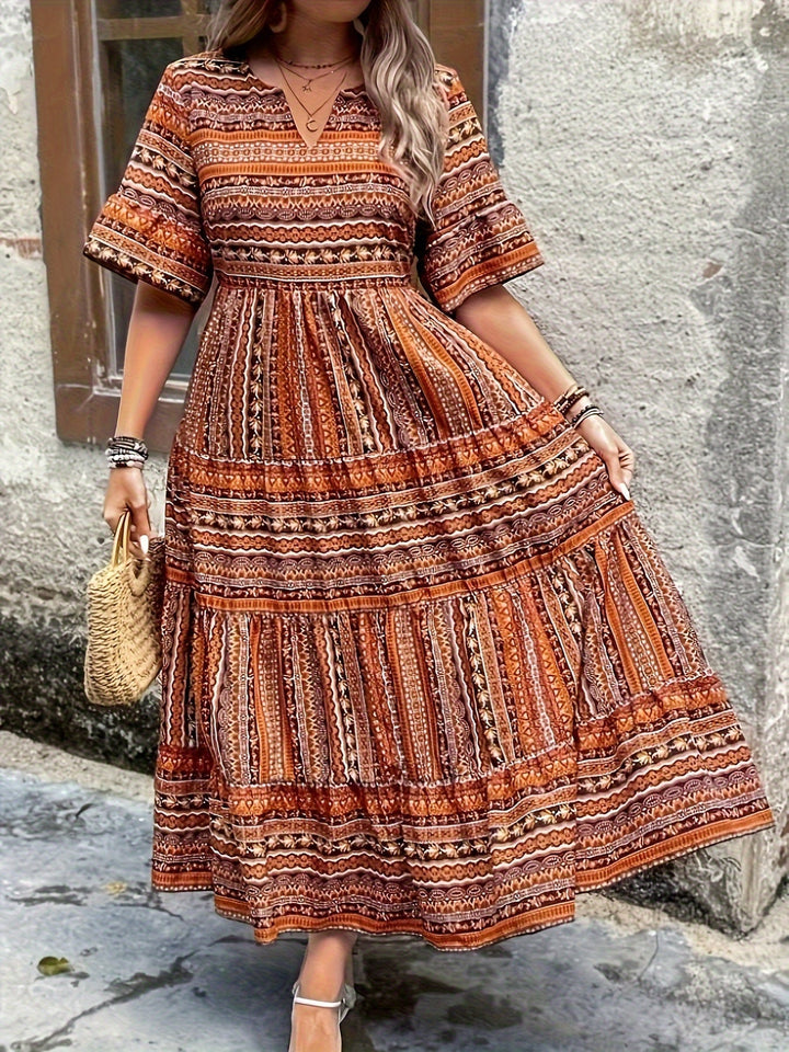 Joraine | Flowing Ethnic Print Dress