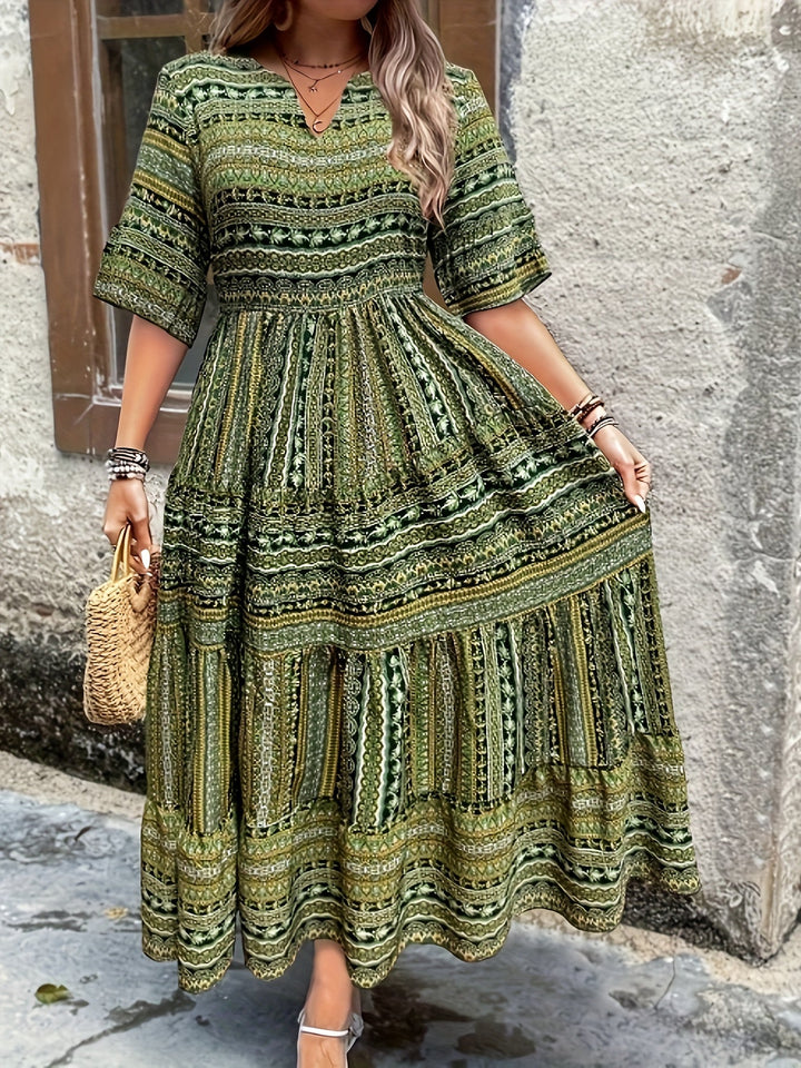 Joraine | Flowing Ethnic Print Dress
