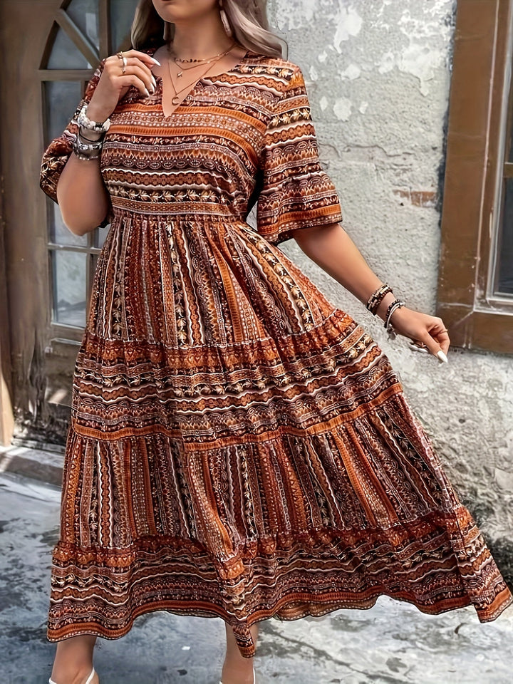 Joraine | Flowing Ethnic Print Dress