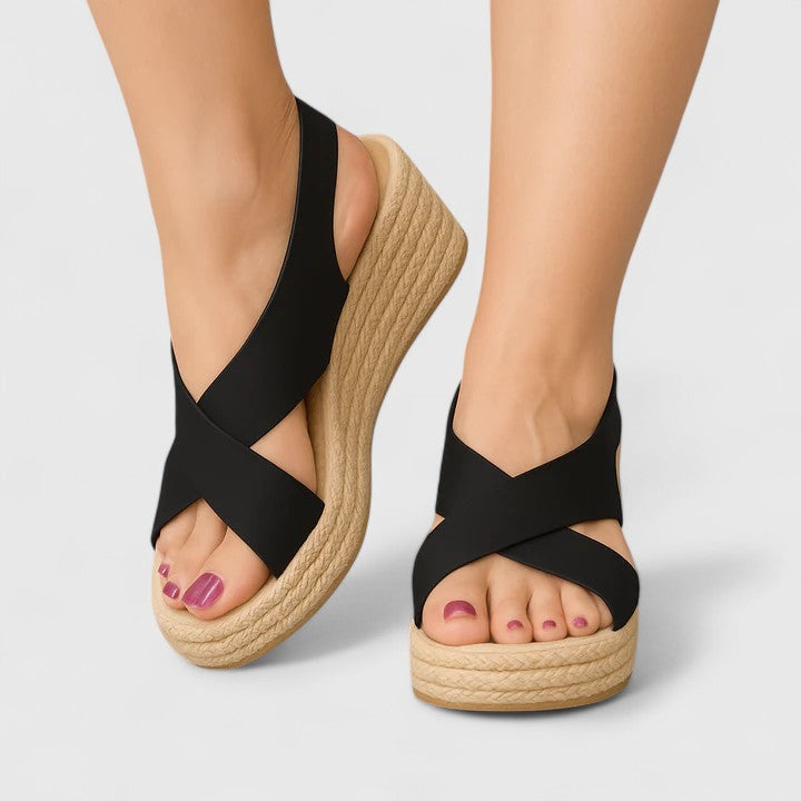 Bellany | Cross-Strap Wedge Sandals