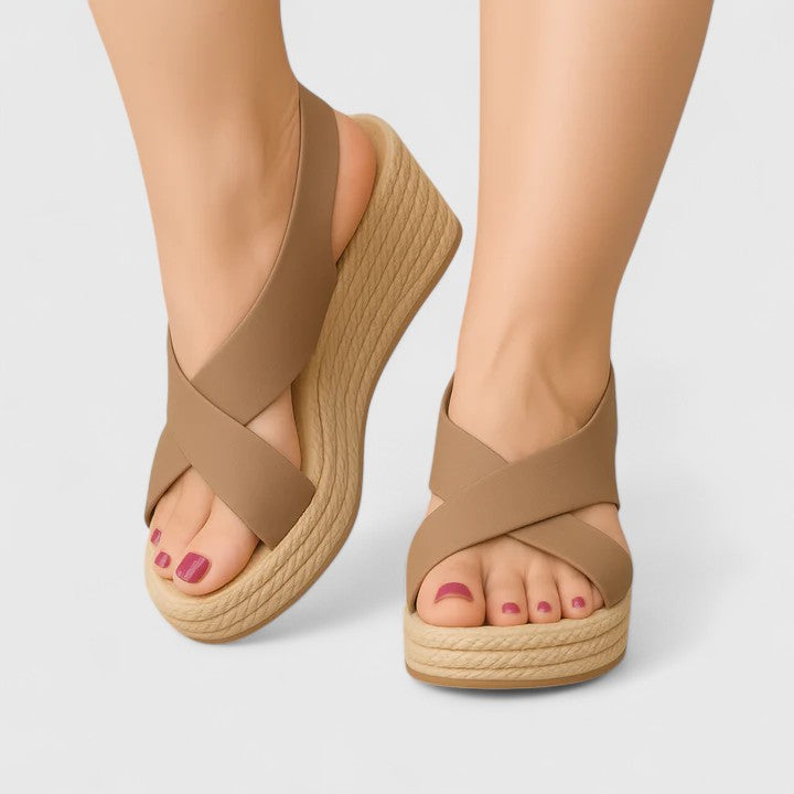 Bellany | Cross-Strap Wedge Sandals