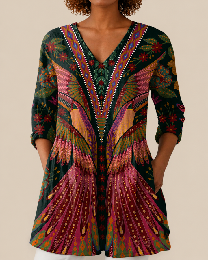 Mila | Long Blouse with a Bold Print