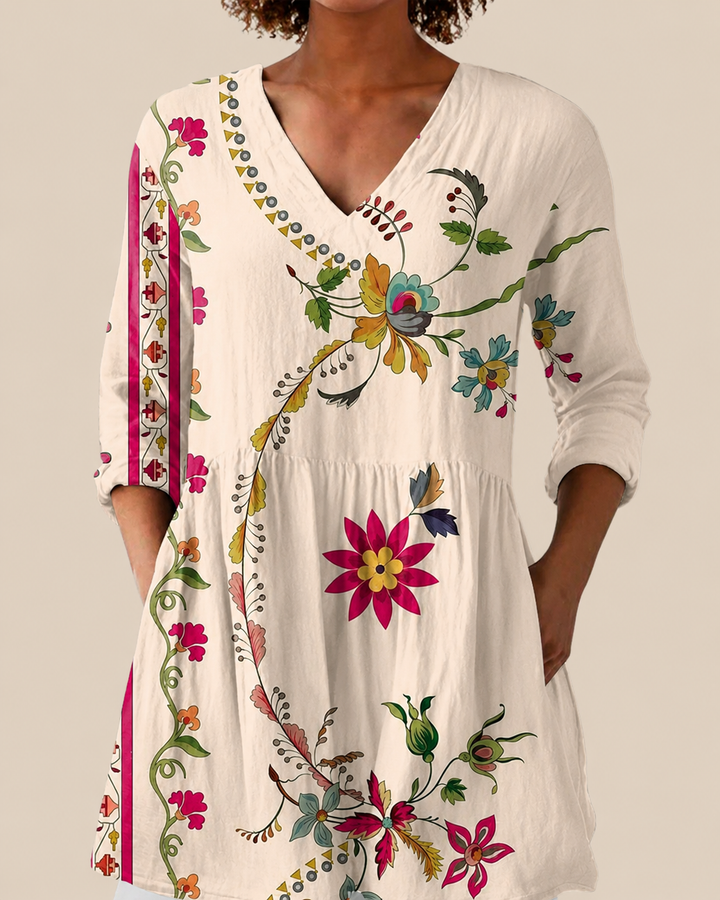 Aria | Long Blouse with a Bold Print