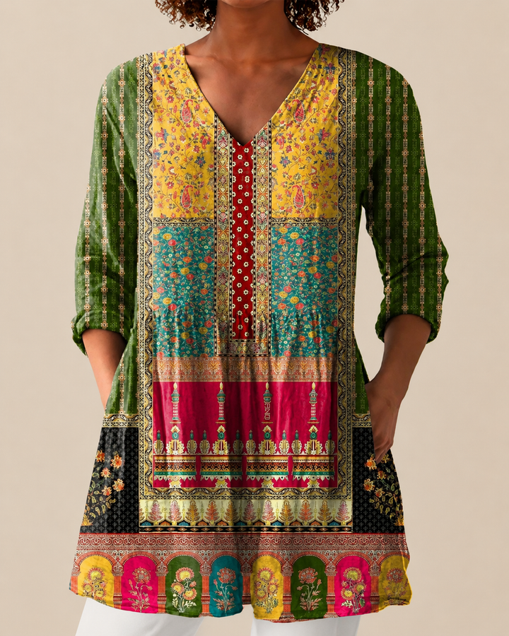 Nyla | Long Blouse with a Bold Print