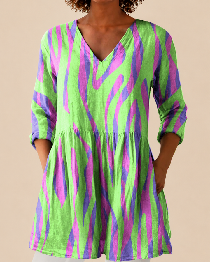 Mira | Long Blouse with a Bold Print