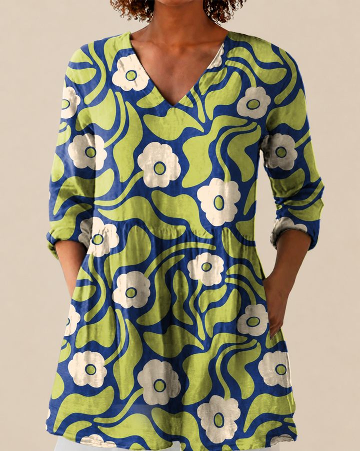 Talia | Long Blouse with a Bold Print