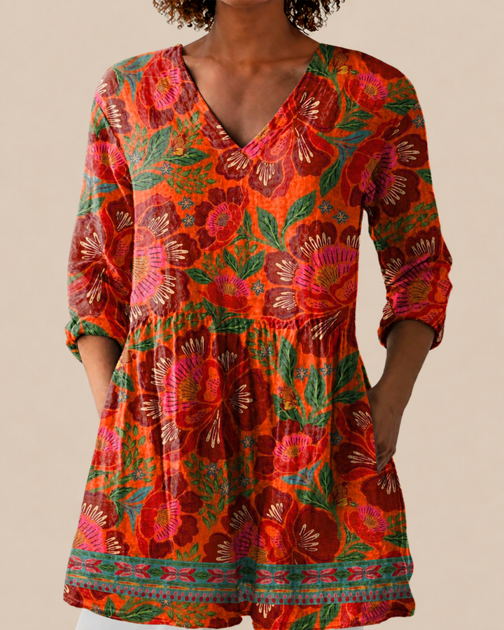 Kaia | Long Blouse with a Bold Print