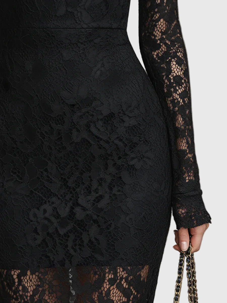 Monica | Elegant Flared Lace Maxi Dress
