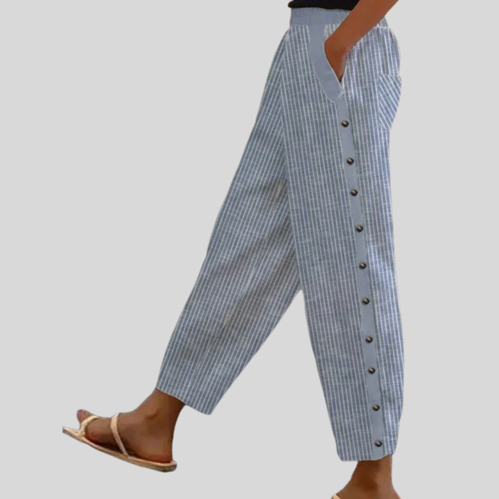 Linaya | Buttoned Striped Trousers