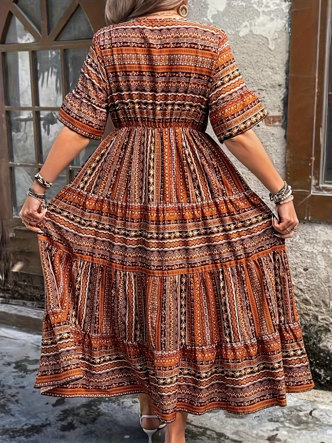 Joraine | Flowing Ethnic Print Dress