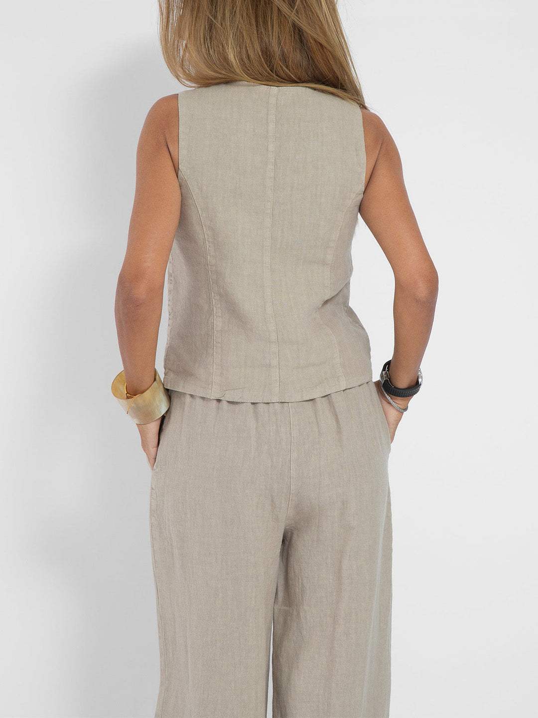 Aira | Buttoned Waistcoat & Wide-Leg Trousers Set