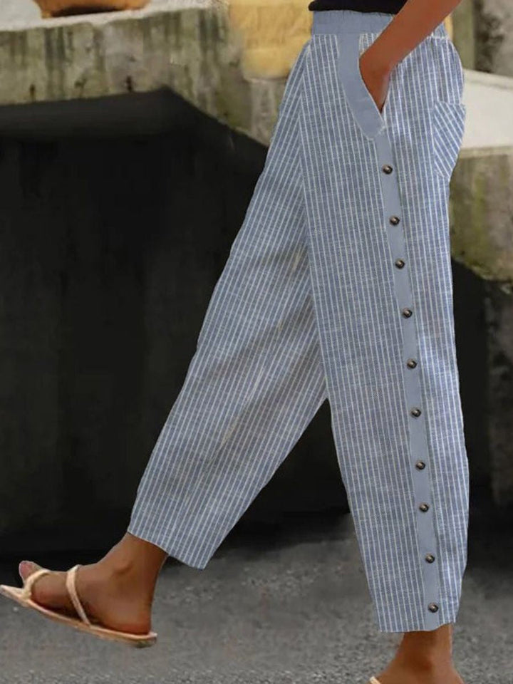 Linaya | Buttoned Striped Trousers