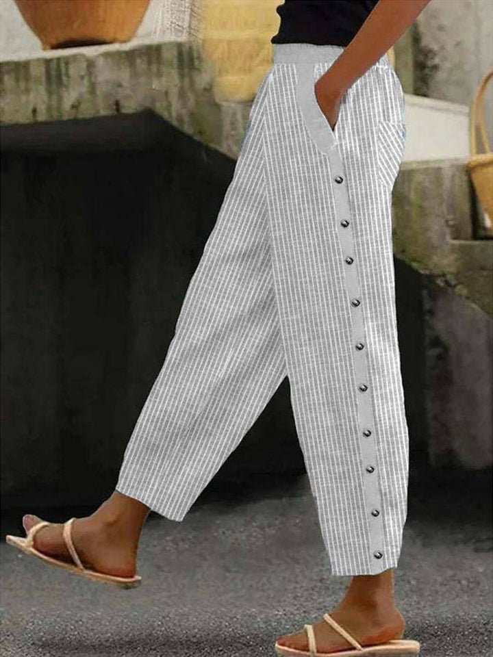 Linaya | Buttoned Striped Trousers