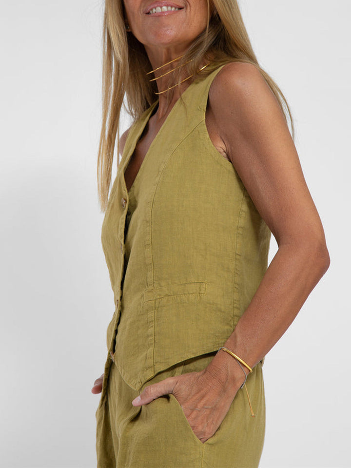Aira | Buttoned Waistcoat & Wide-Leg Trousers Set